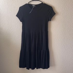 Black layered flared dress